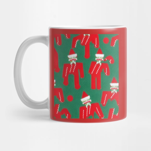 Futuristic Festive: Ugly Red Santa Claus Candy Cane Pattern by Christine aka stine1